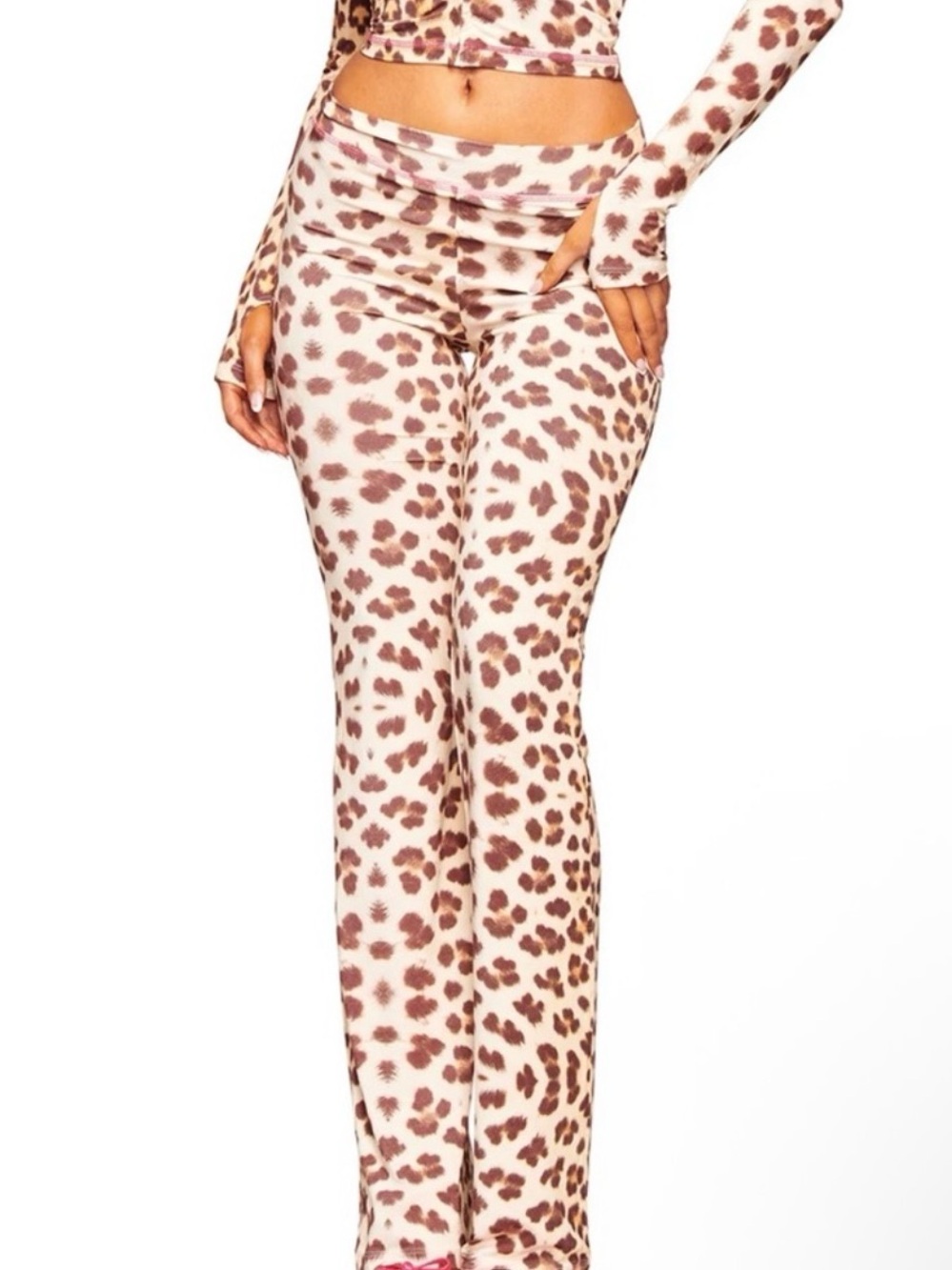 I.AM.GIA Cream & Brown Leopard-Print High-Rise Leggings